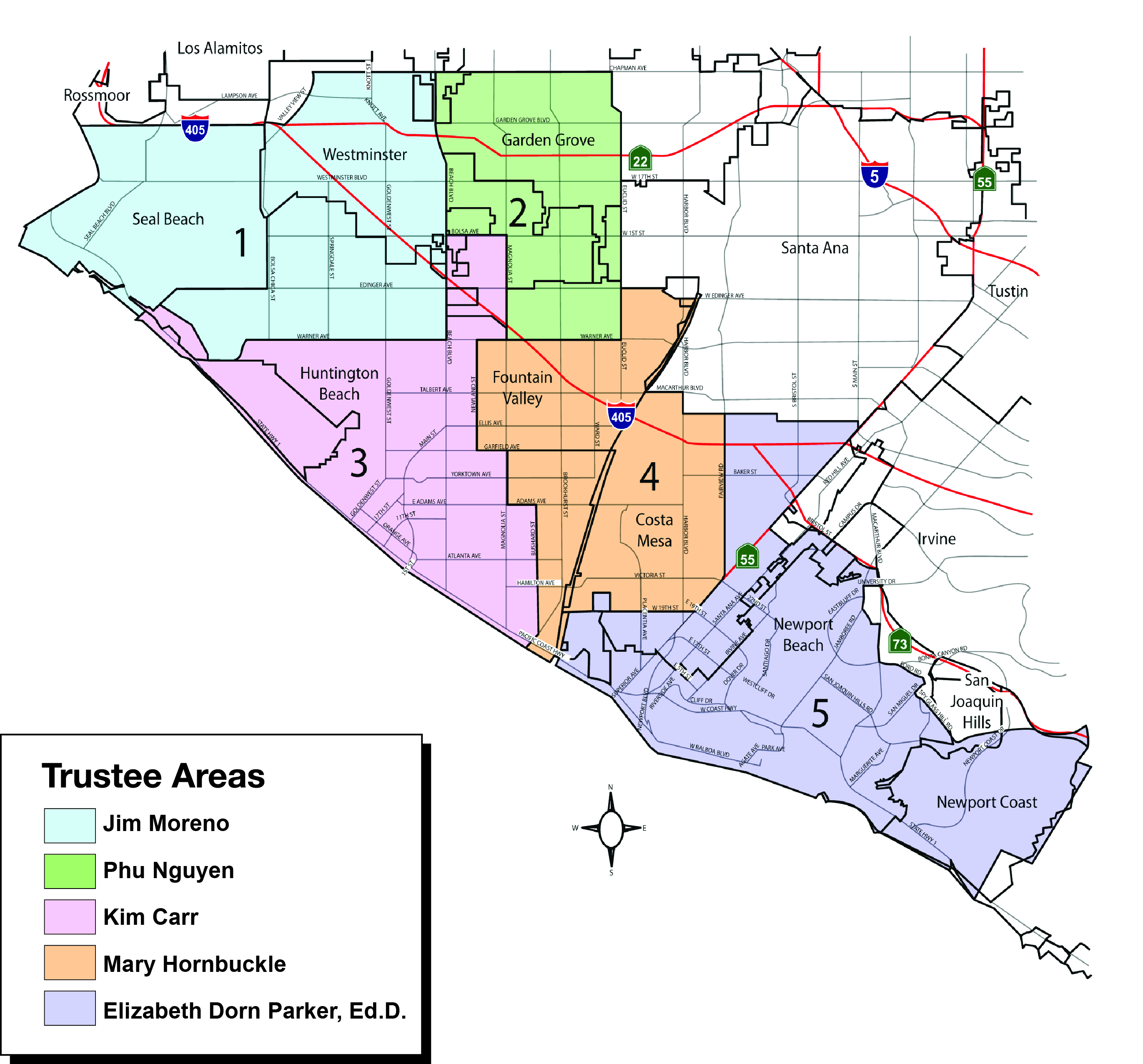 map of coast colleges district trustee areas